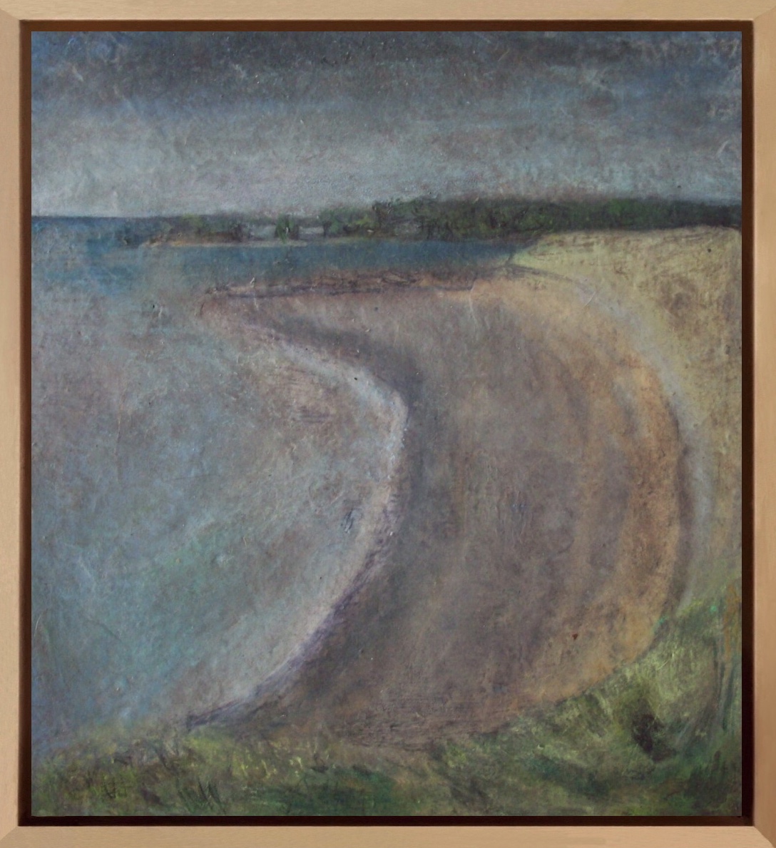 Plage à Carnac, Encre et pastel sur papier marouflé sur toile.