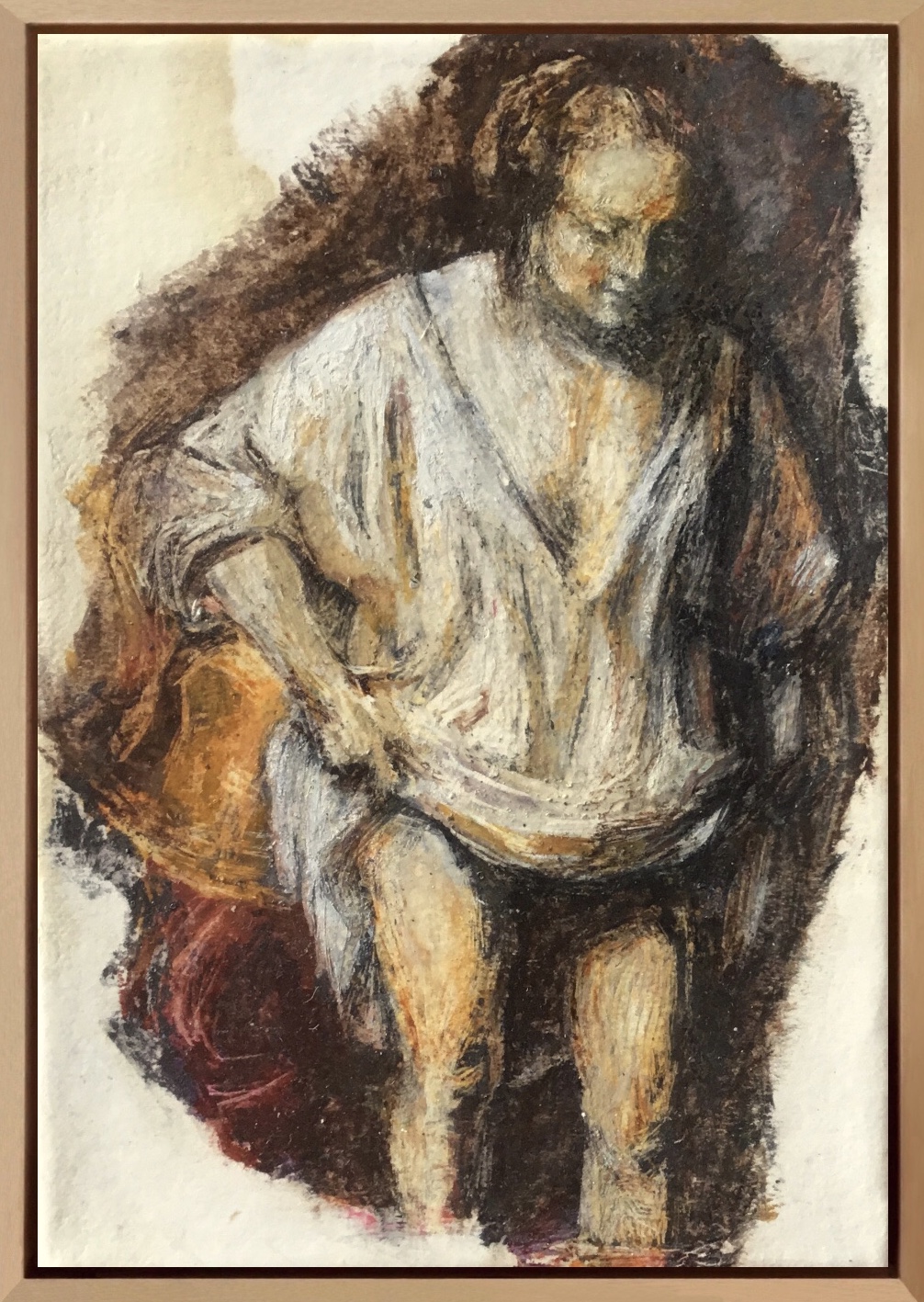 D'après Rembrandt. Pastel à l'huile. Papier marouflé sur toile.