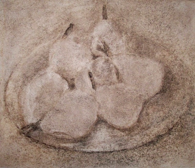 Poire. Fusain sur papier. 27 x 23 cm